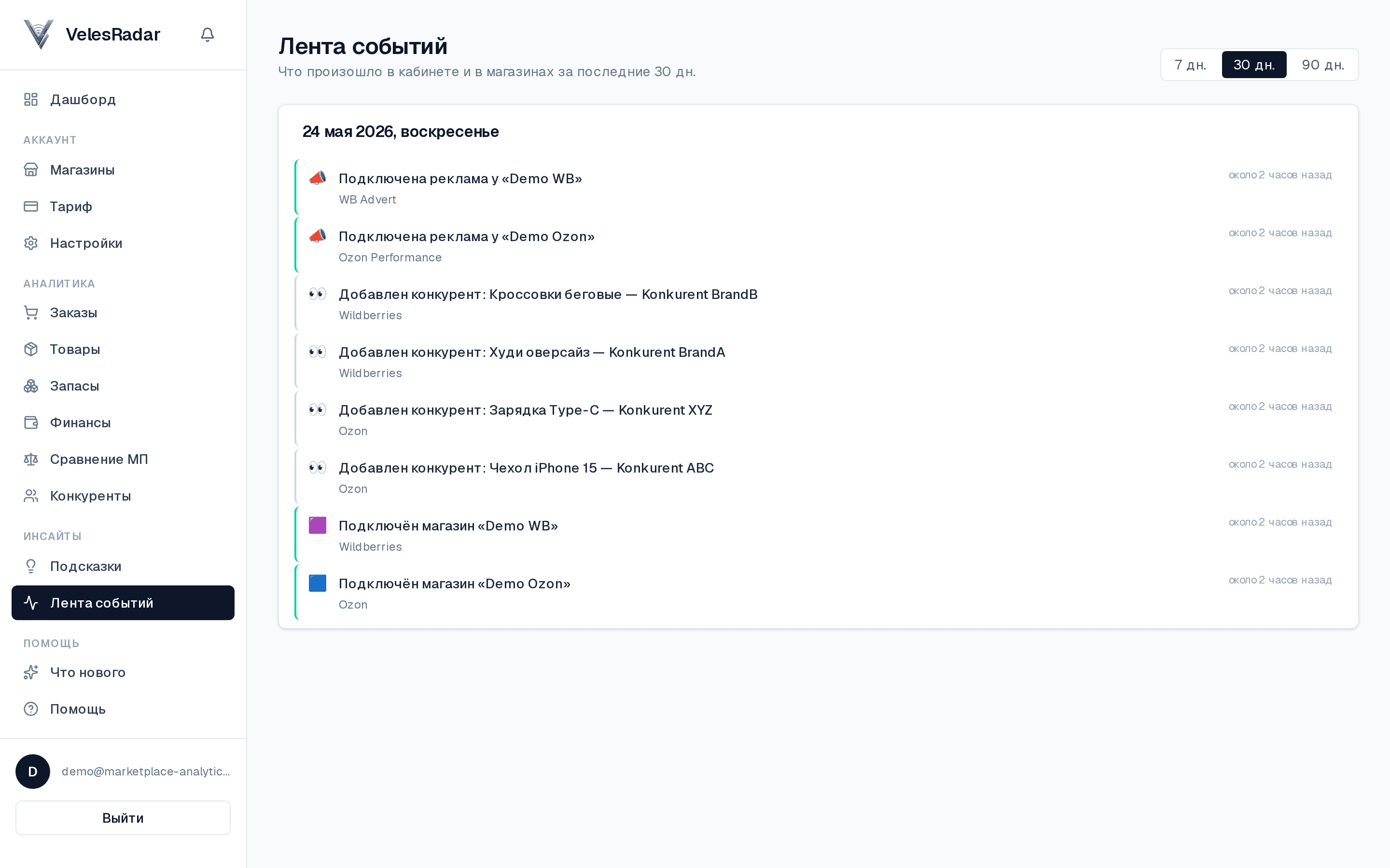 Лента событий с приоритетами и фильтрами